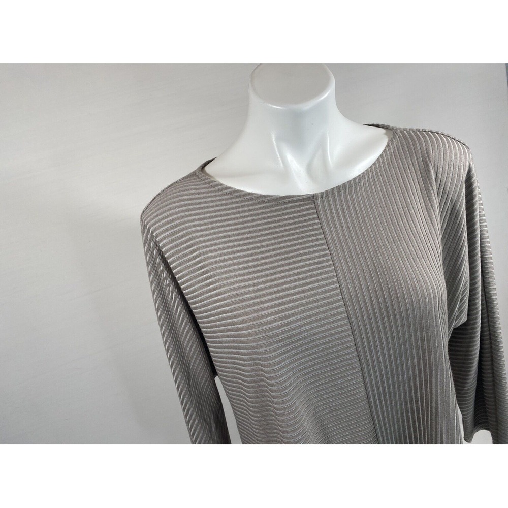 Chicos Womens Textured Stripe Top Size‎ 2 Scoop Neck - Picture 8 of 12